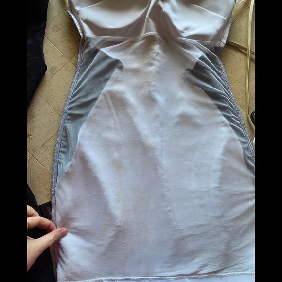 bebe Strapless Dress with Black and Neon Yellow Pattern - Picture 7 of 10